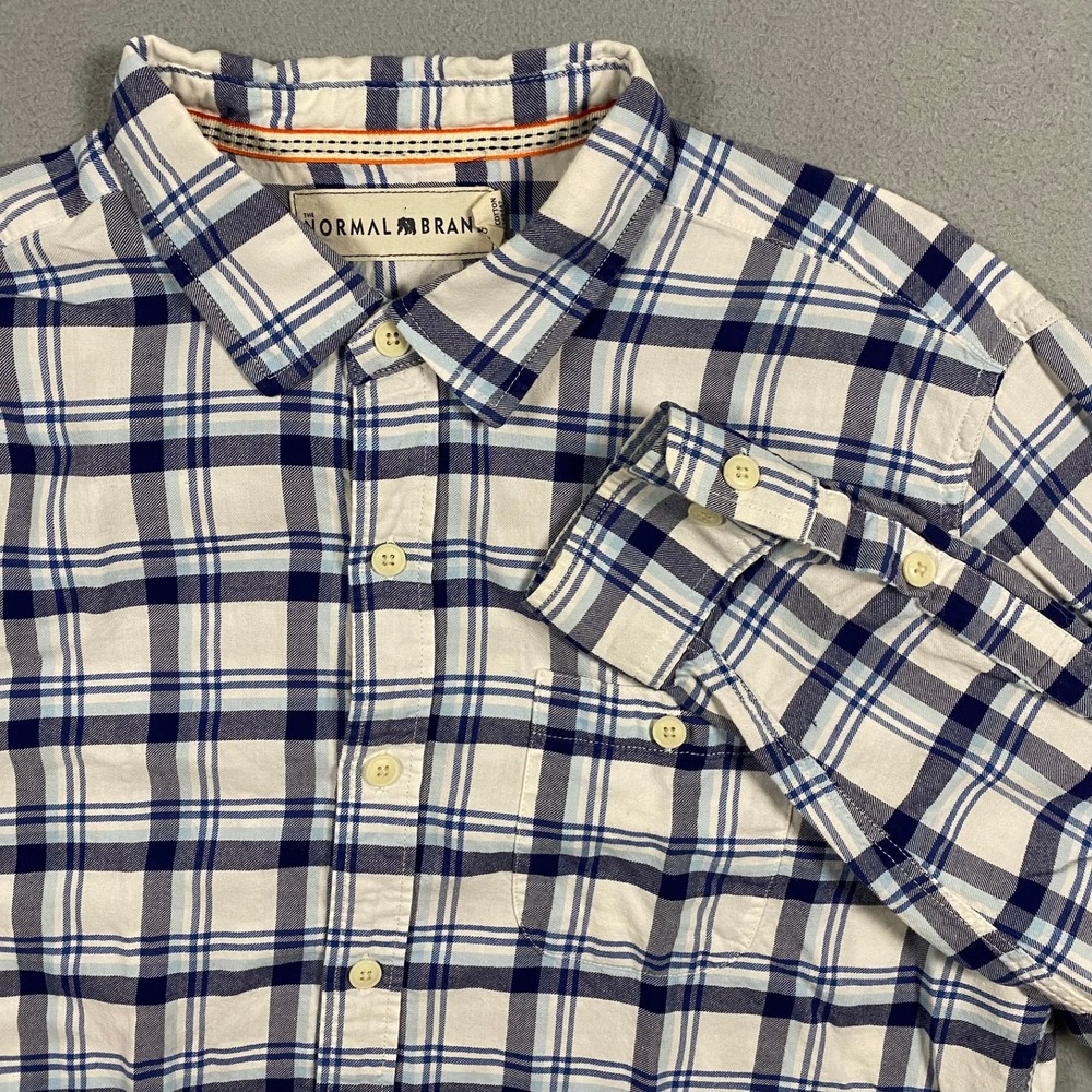 The Normal Brand Flannel Mens Large Plaid Long‎ Sleeve Button Down Shirt